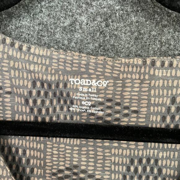 Toad & Co Rosalinda A Line Dress 3/4 Sleeve Organic Cotton Gray/Tan - Picture 2 of 7